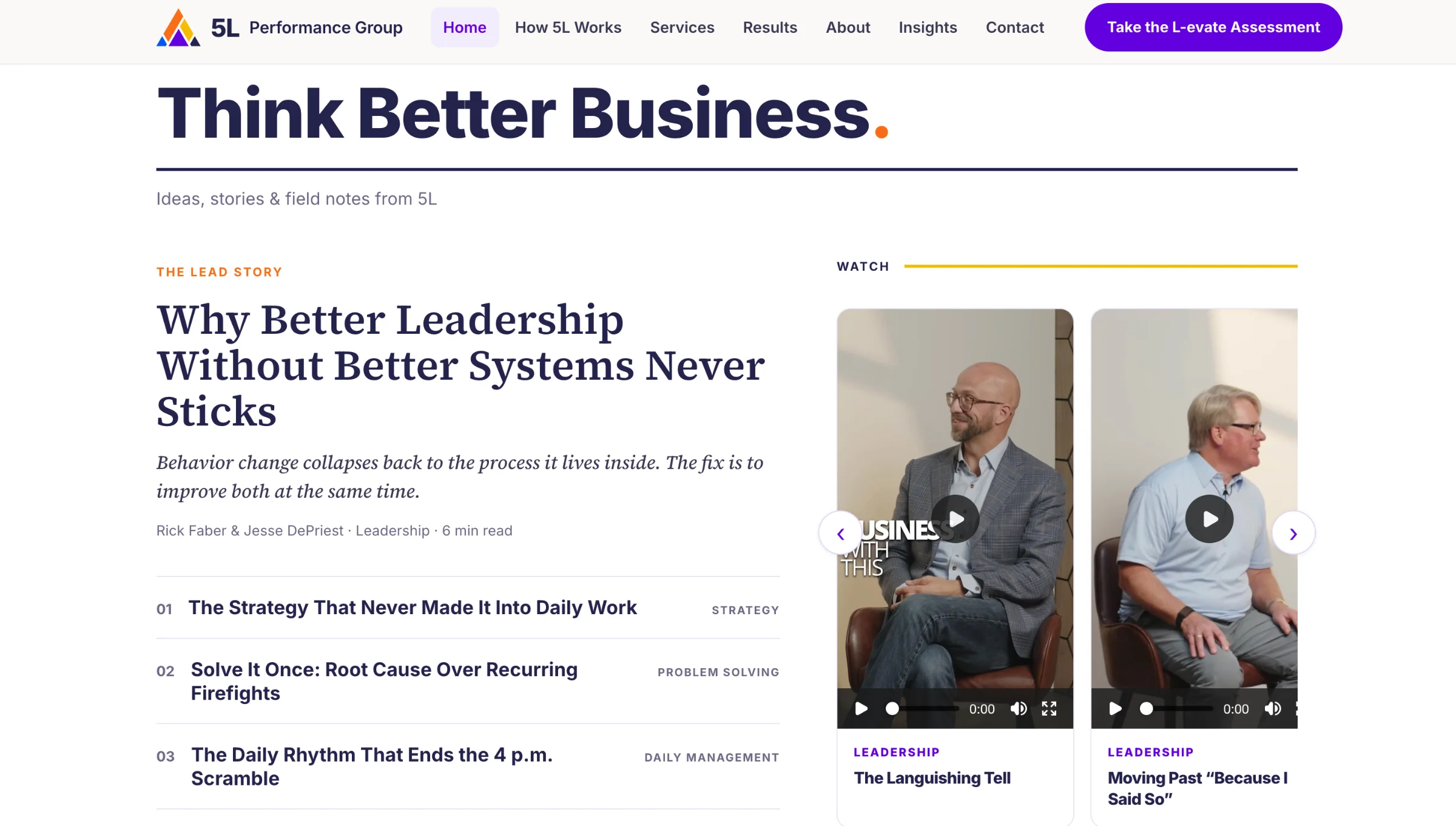 blog page lead by video